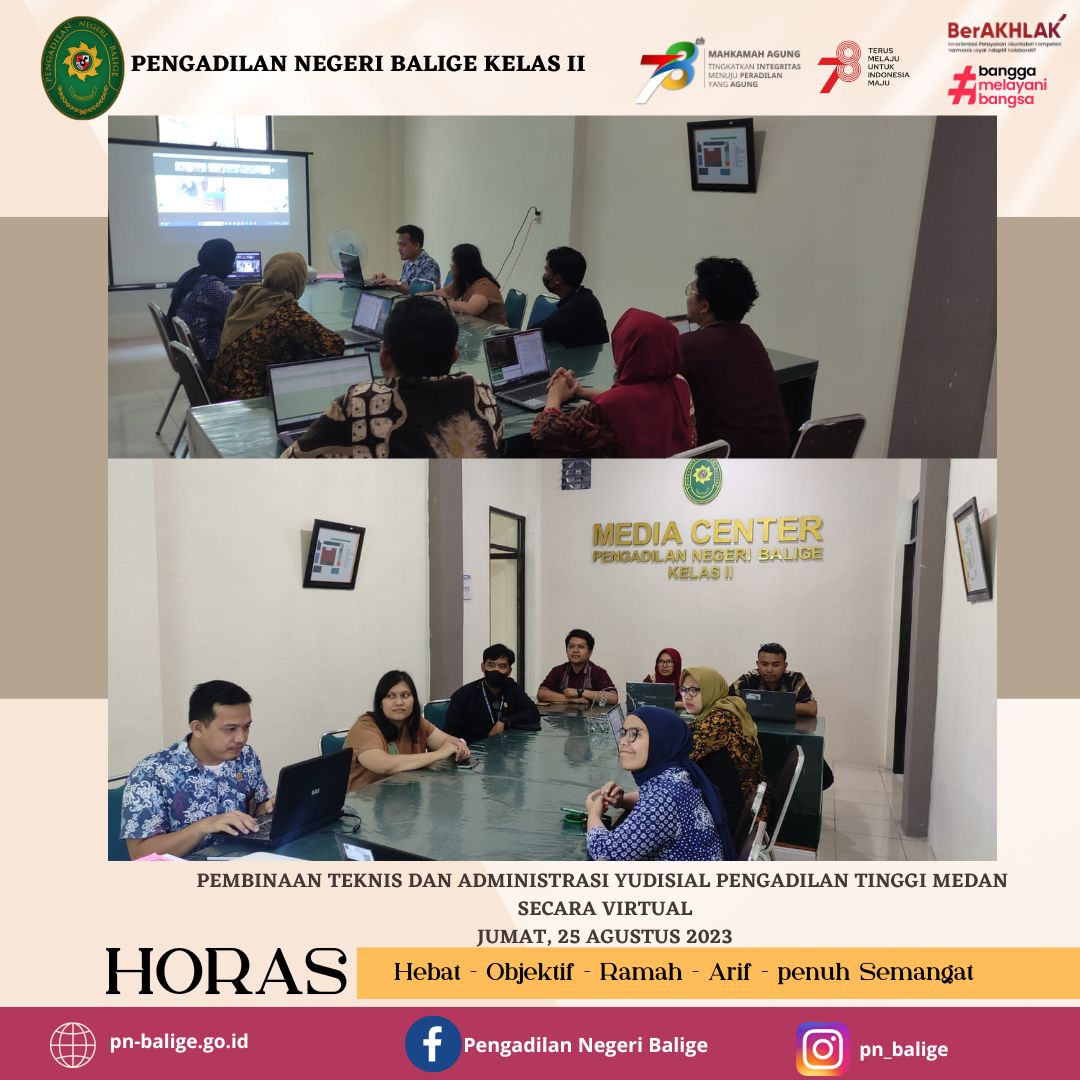 Pembinaan Teknis dan Administrasi Yudisial Pengadilan Tinggi Medan secara virtual Pembinaan Teknis dan Administrasi Yudisial Pengadilan Tinggi Medan secara virtual